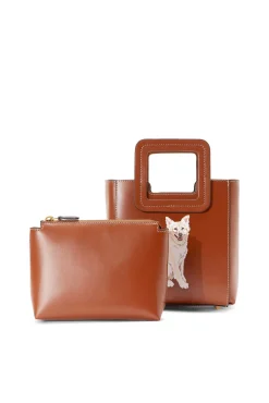 Custom Handbags|Pet Handbags<STAUD CUSTOM MINI SHIRLEY LEATHER BAG   TAN