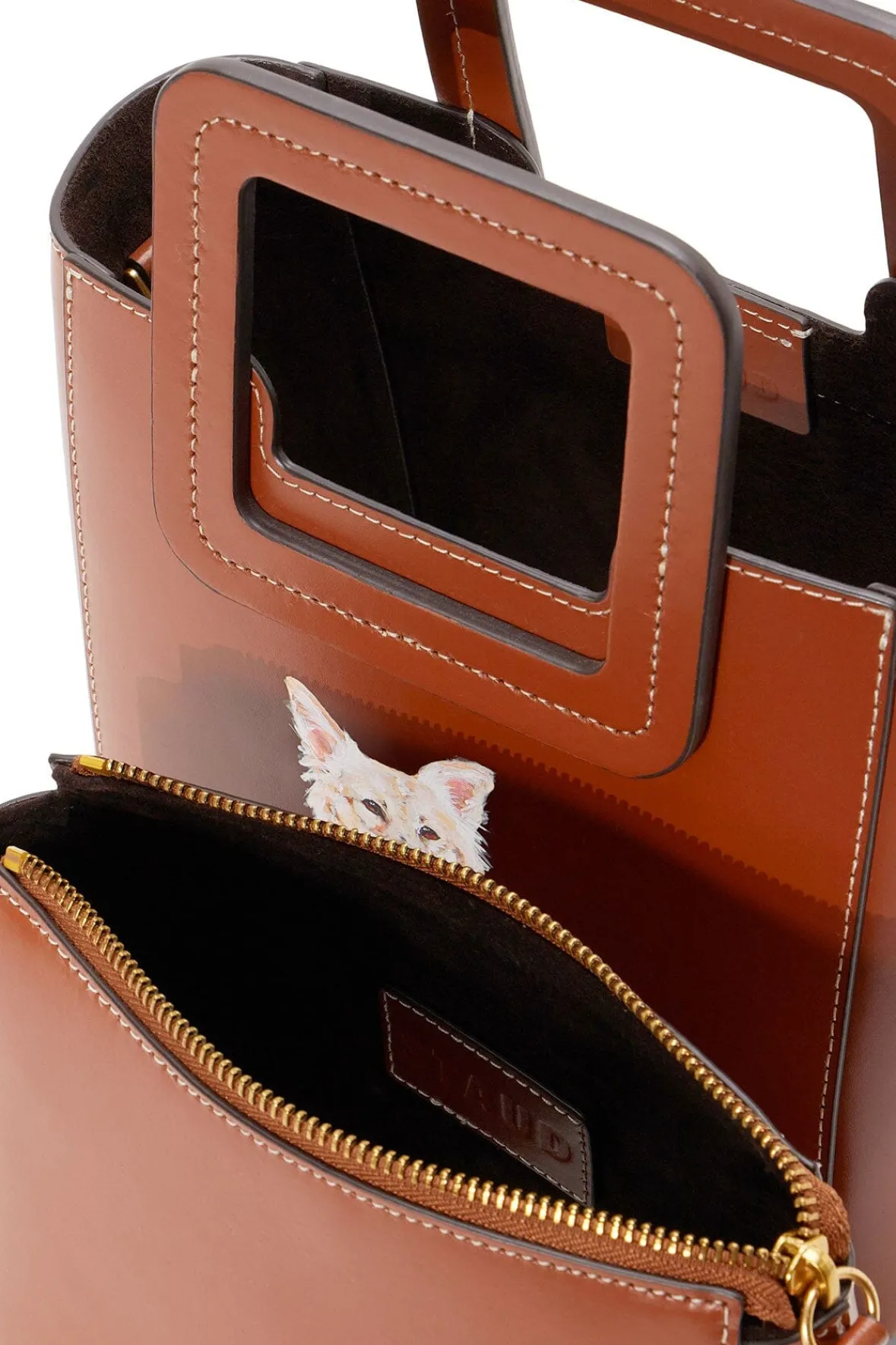 Custom Handbags|Pet Handbags<STAUD CUSTOM MINI SHIRLEY LEATHER BAG TAN