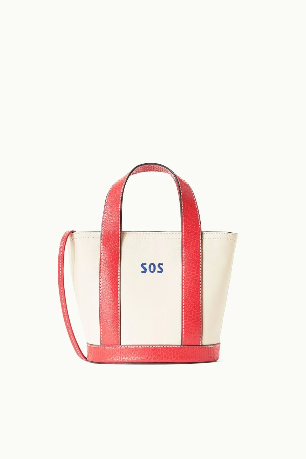 Pet Handbags|Custom Handbags<STAUD CUSTOM MONOGRAM ALLORA MINI TOTE CREAM RED ROSE CREAMREDROSE
