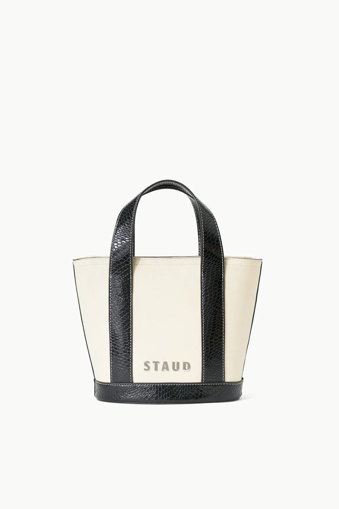 Pet Handbags|Custom Handbags<STAUD CUSTOM MONOGRAM ALLORA MINI TOTE CREAM BLACK CREAMBLACK