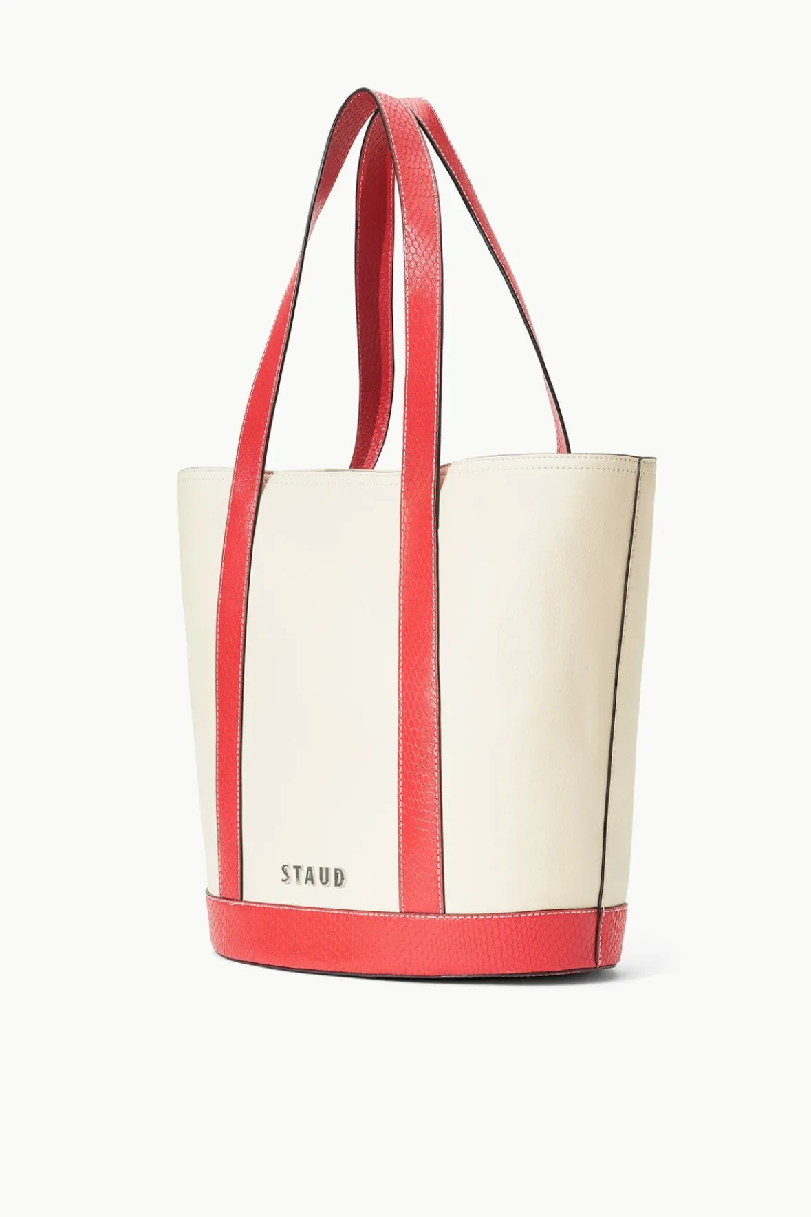 Pet Handbags|Custom Handbags<STAUD CUSTOM MONOGRAM ALLORA TOTE CREAM RED ROSE CREAMREDROSE