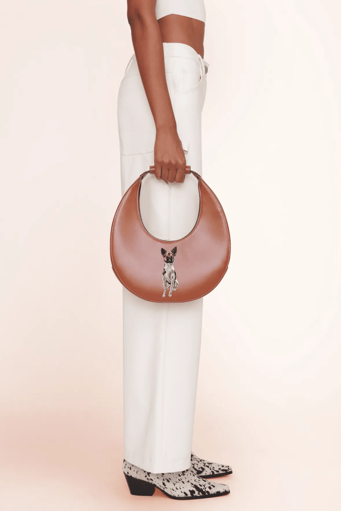 Custom Handbags|Pet Handbags<STAUD CUSTOM MOON BAG TAN