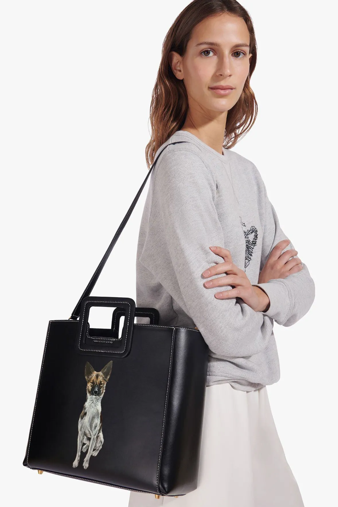 Custom Handbags|Pet Handbags<STAUD CUSTOM SHIRLEY LEATHER BAG BLACK