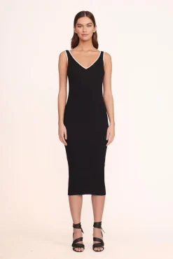 Dresses<STAUD DANA DRESS BLACK BLACKWHITE