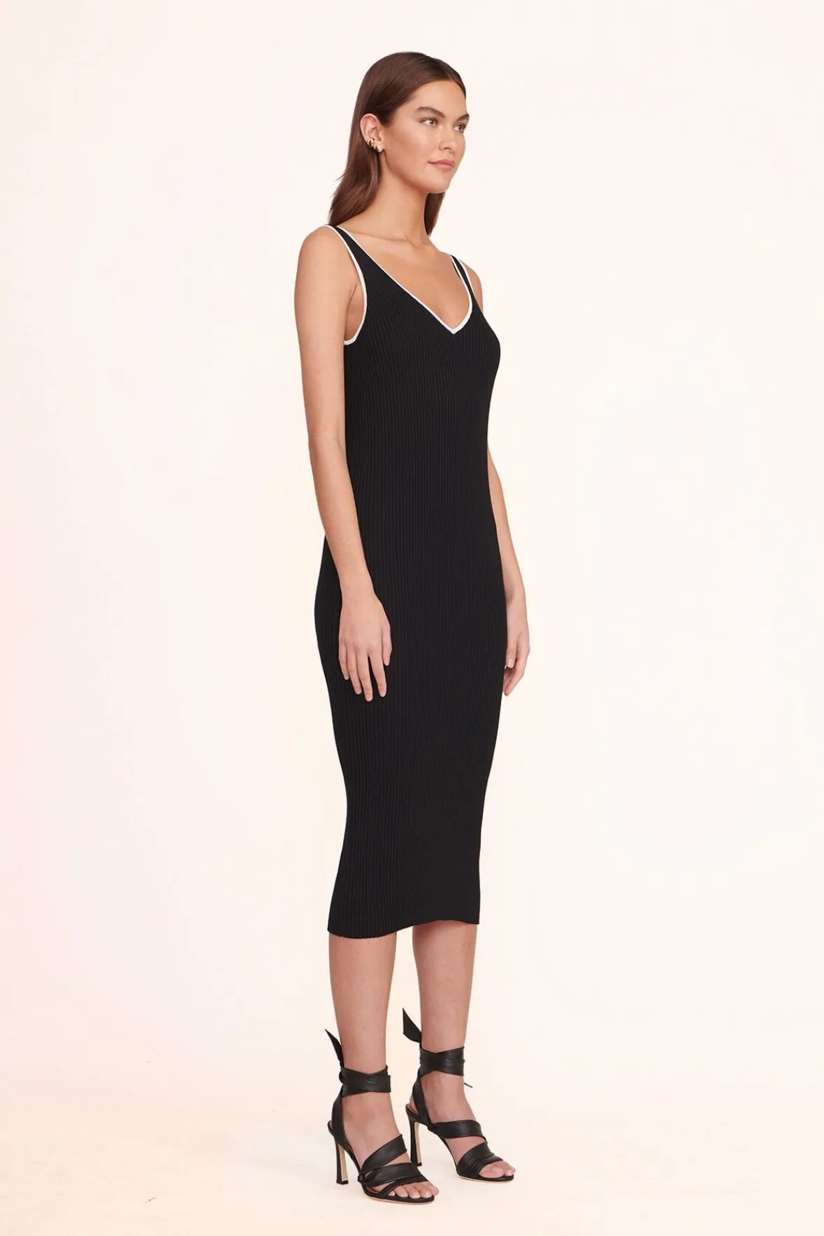 Dresses<STAUD DANA DRESS BLACK BLACKWHITE
