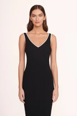 Dresses<STAUD DANA DRESS BLACK BLACKWHITE