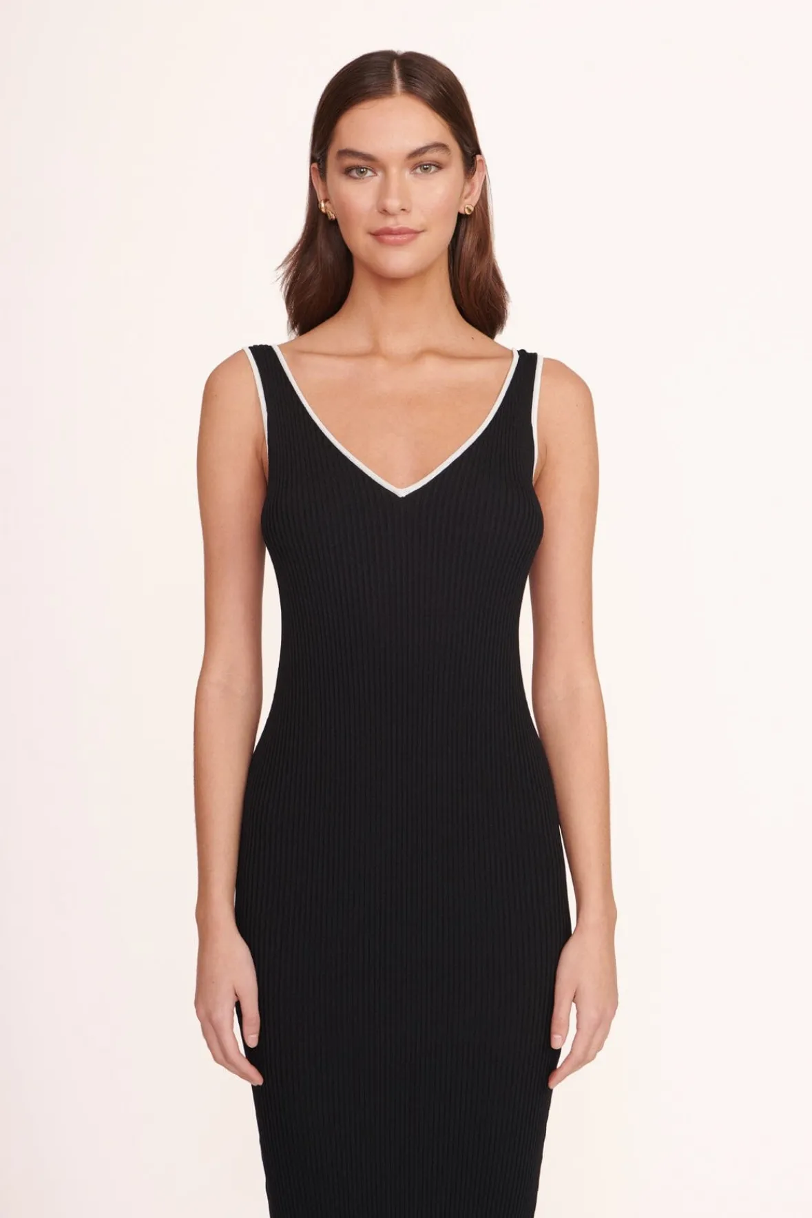 Dresses<STAUD DANA DRESS BLACK BLACKWHITE