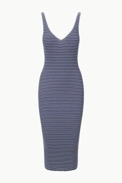 Knits|Dresses<STAUD DANA DRESS NAVY MICRO STRIPE NAVYMICROSTRIPE