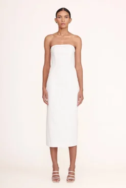 Dresses<STAUD DANIELA DRESS   WHITE