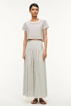 Essentials|Tops<STAUD DEAN T-SHIRT IVORY MICRO STRIPE IVORYMICROSTRIPE