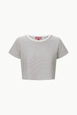 Essentials|Tops<STAUD DEAN T-SHIRT  IVORY MICRO STRIPE IVORYMICROSTRIPE