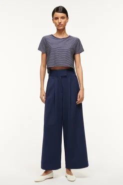 Essentials|Tops<STAUD DEAN T-SHIRT NAVY MICRO STRIPE NAVYMICROSTRIPE