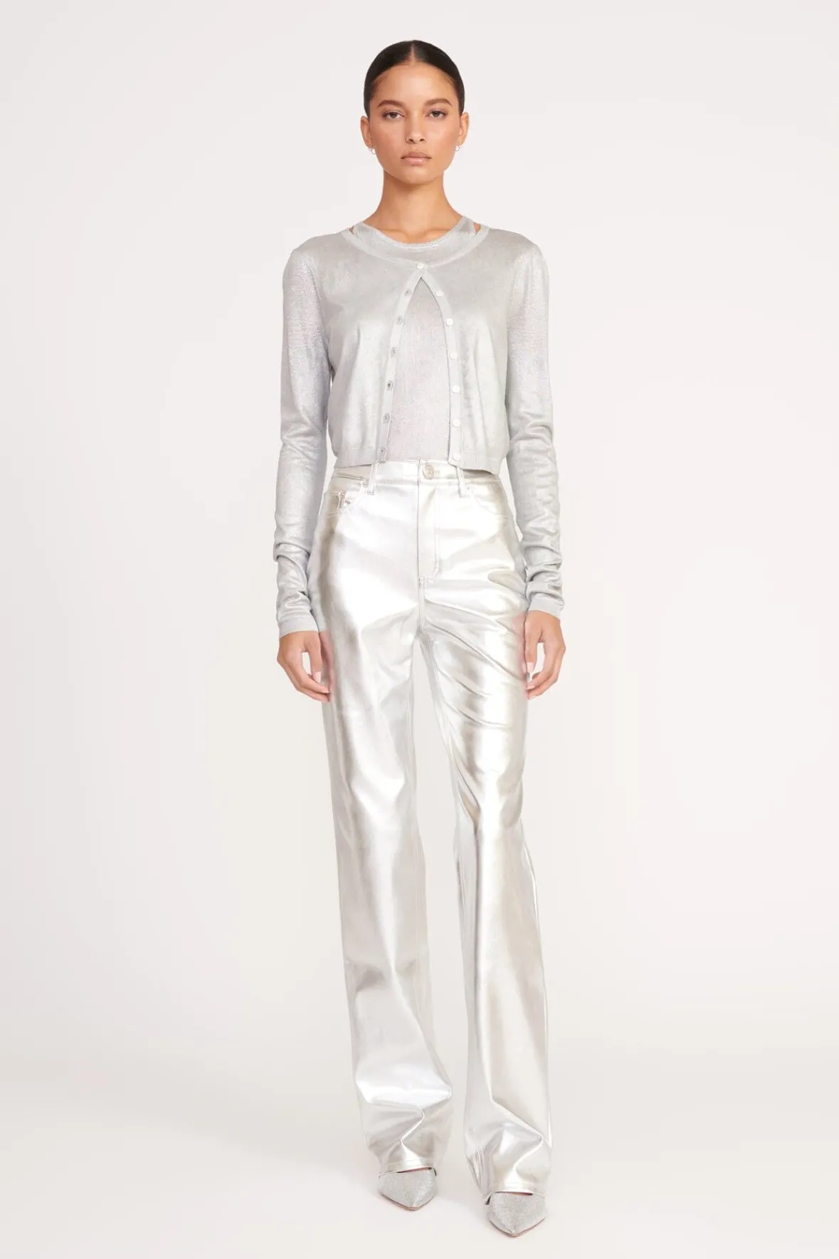 Knits<STAUD DEANNA CARDIGAN SILVER