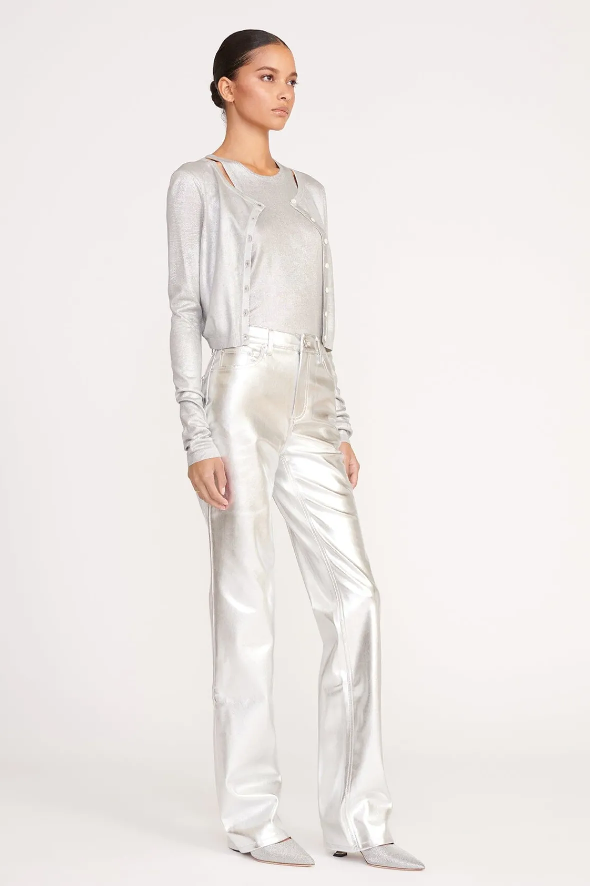 Knits<STAUD DEANNA CARDIGAN SILVER