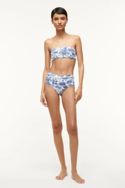 Bikinis<STAUD DEVON HIGH RISE BIKINI BOTTOM BLUE TOILE BLUETOILE