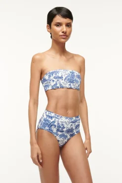 Bikinis<STAUD DEVON HIGH RISE BIKINI BOTTOM  BLUE TOILE BLUETOILE