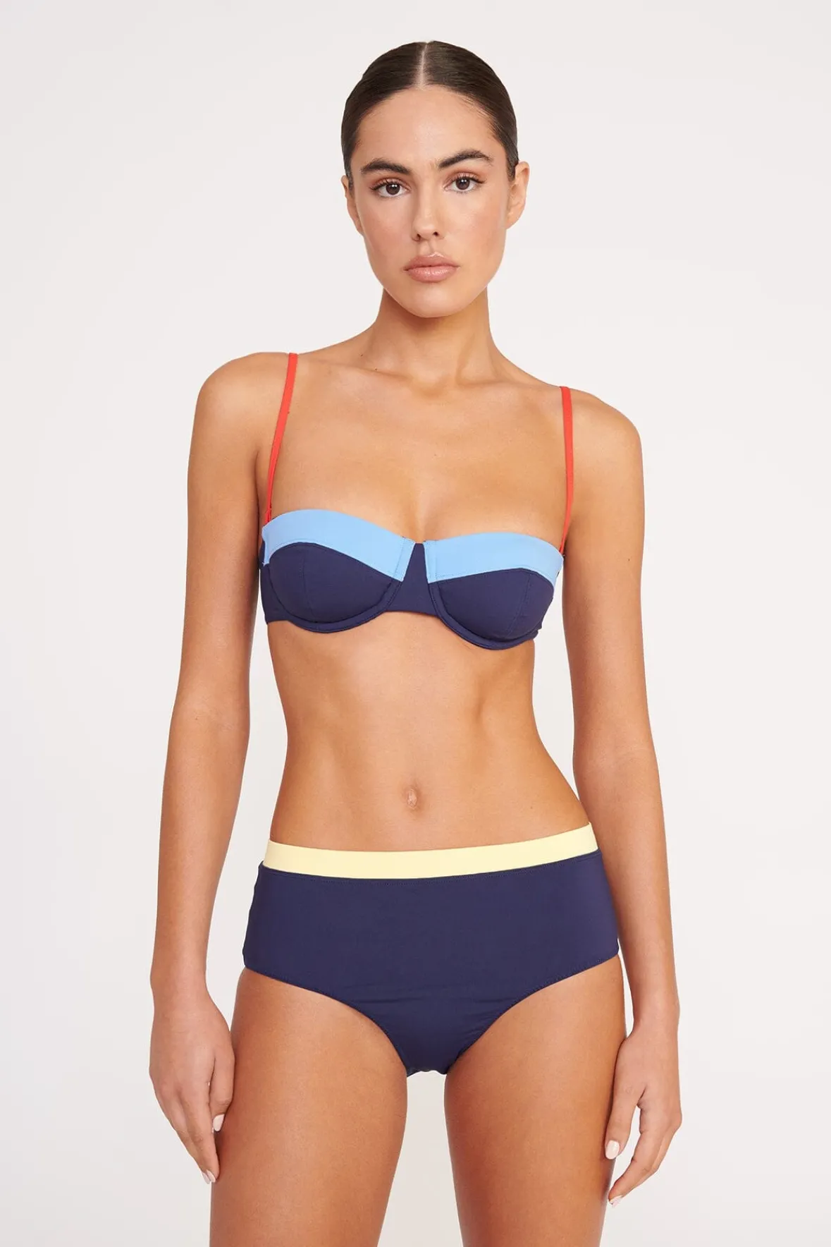 Bikinis<STAUD DEVON HIGH RISE BIKINI BOTTOM NAVY COLORBLOCK NAVYCOLORBLOCK