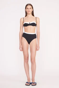 Bikinis<STAUD DEVON HIGH RISE BIKINI BOTTOM  BLACK WHITE BLACKWHITE
