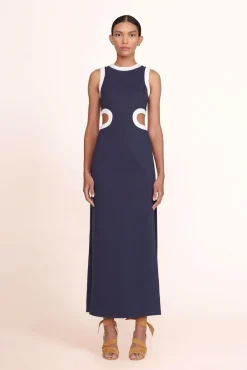Dresses<STAUD DOLCE DRESS  NAVY WHITE NAVYWHITE