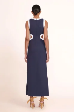 Dresses<STAUD DOLCE DRESS  NAVY WHITE NAVYWHITE