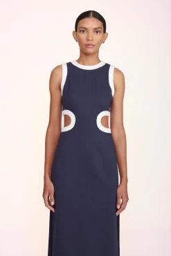 Dresses<STAUD DOLCE DRESS  NAVY WHITE NAVYWHITE