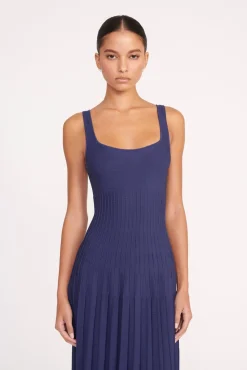 Knits|Best Sellers<STAUD ELLISON DRESS   NAVY