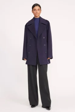 Outerwear & Jackets<STAUD ELORA PEACOAT   NAVY