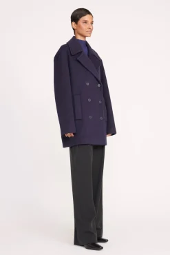 Outerwear & Jackets<STAUD ELORA PEACOAT   NAVY