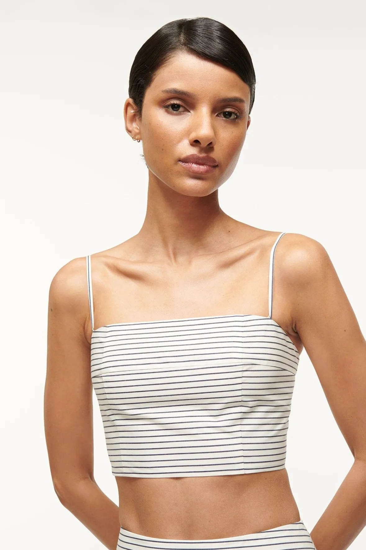 Tops|Poplin Shop<STAUD FEDERICO TOP IVORY MICRO STRIPE IVORYMICROSTRIPE