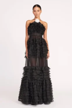 Dresses<STAUD FLORIAN DRESS   BLACK