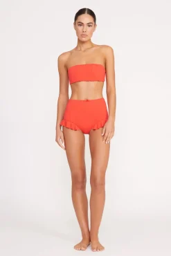 Bikinis<STAUD FLOURISH HIGH RISE BIKINI BOTTOM  RED ROSE REDROSE