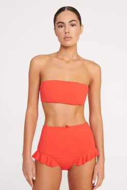 Bikinis<STAUD FLOURISH HIGH RISE BIKINI BOTTOM  RED ROSE REDROSE