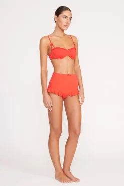 Bikinis<STAUD FLOURISH HIGH RISE BIKINI BOTTOM  RED ROSE REDROSE