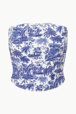 Bikinis<STAUD FRANCESCA BIKINI TOP BLUE TOILE BLUETOILE
