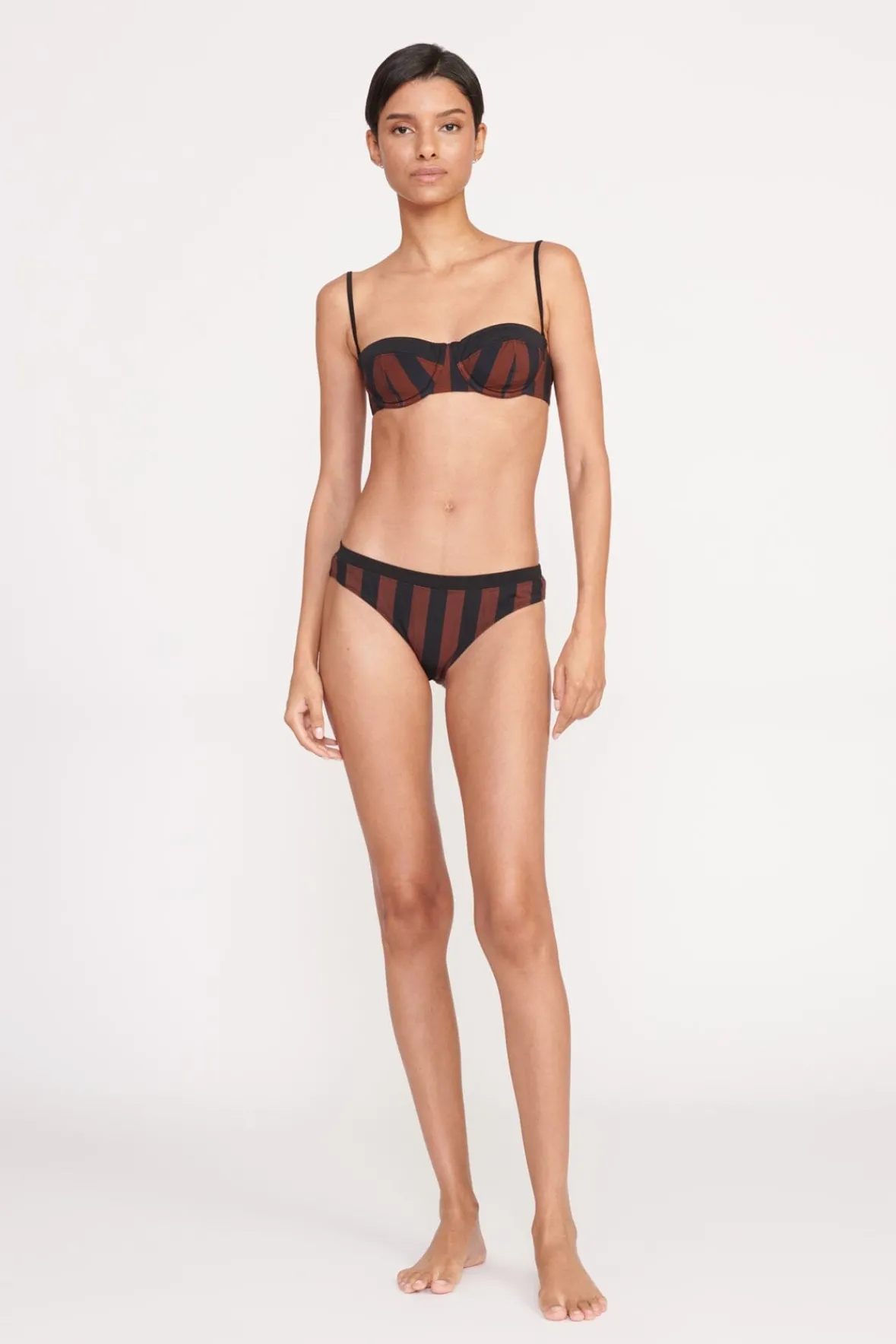 Bikinis<STAUD GEMMA BIKINI BOTTOM BLACK TAN SEASHORE STRIPE BLACKTANSEASHORESTRIPE