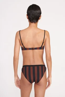 Bikinis<STAUD GEMMA BIKINI BOTTOM BLACK TAN SEASHORE STRIPE BLACKTANSEASHORESTRIPE