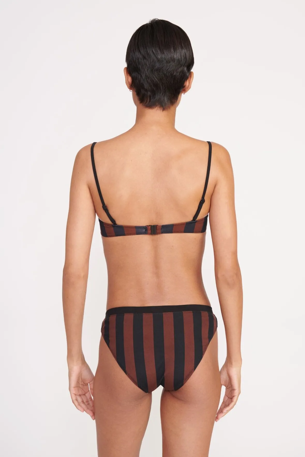 Bikinis<STAUD GEMMA BIKINI BOTTOM BLACK TAN SEASHORE STRIPE BLACKTANSEASHORESTRIPE