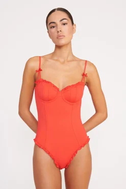 One Pieces<STAUD GOSSAMER ONE PIECE  RED ROSE REDROSE