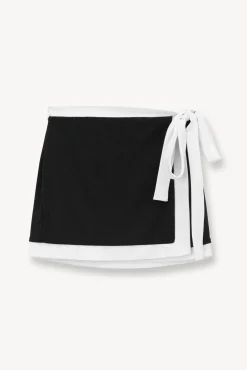 Cover-Ups<STAUD GRETCHEN COVERUP WRAP SKIRT  BLACK WHITE BLACKWHITE