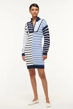Knits|Dresses<STAUD HAMPTON MINI DRESS  ADRIATIC STRIPE ADRIATICSTRIPE