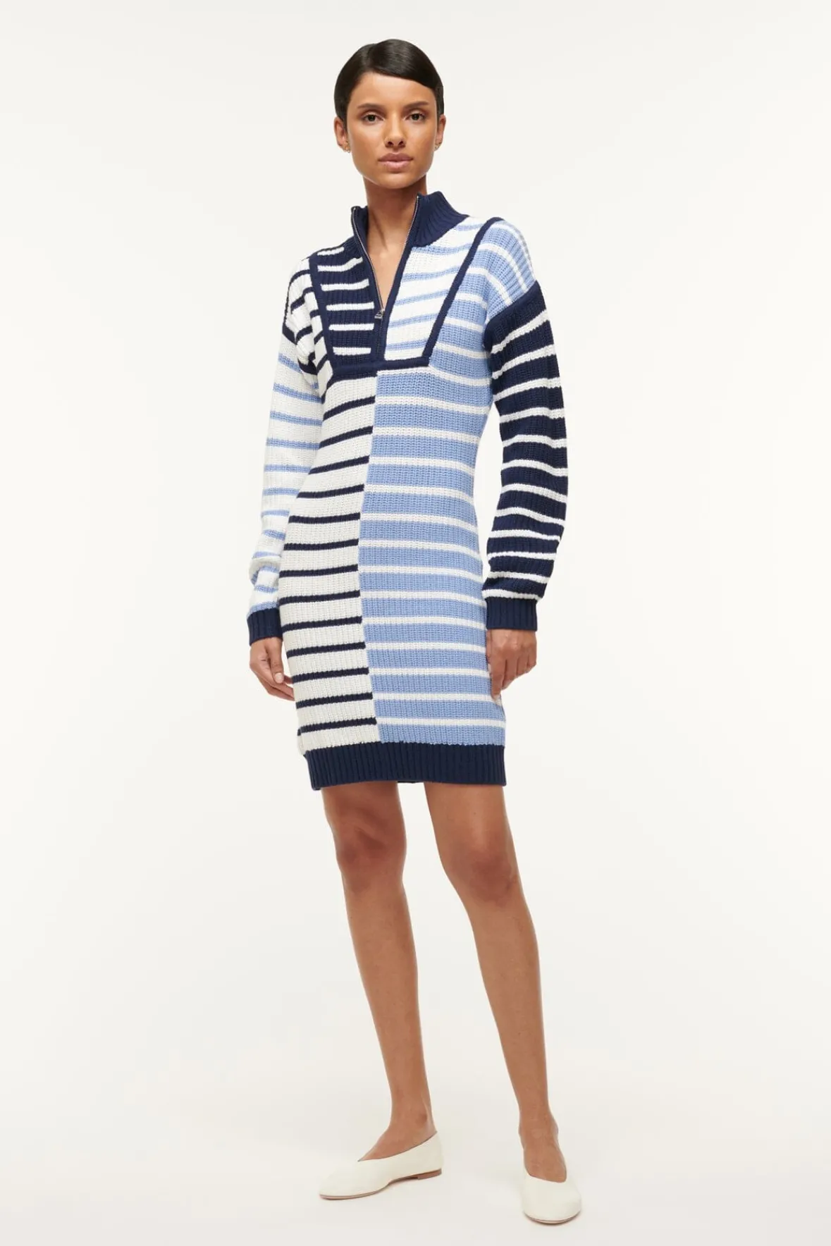 Knits|Dresses<STAUD HAMPTON MINI DRESS ADRIATIC STRIPE ADRIATICSTRIPE