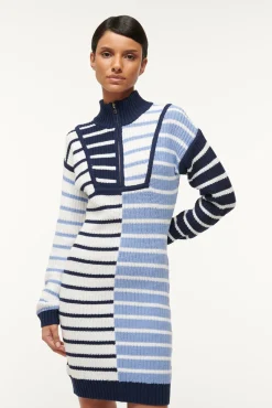 Knits|Dresses<STAUD HAMPTON MINI DRESS  ADRIATIC STRIPE ADRIATICSTRIPE