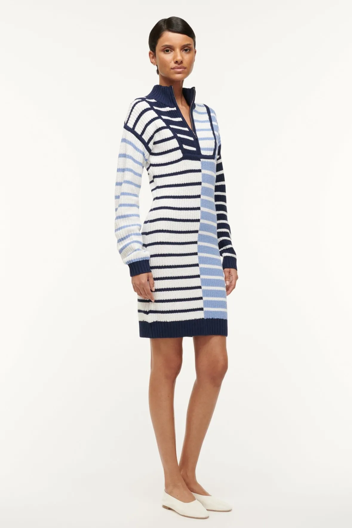 Knits|Dresses<STAUD HAMPTON MINI DRESS ADRIATIC STRIPE ADRIATICSTRIPE