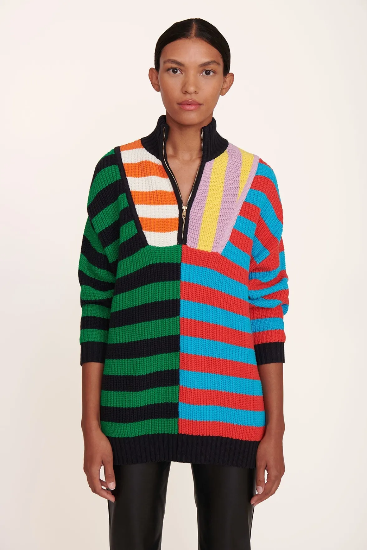 Best Sellers|Knits<STAUD HAMPTON SWEATER CABANA STRIPE MULTI CABANASTRIPEMULTI
