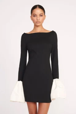 Dresses<STAUD HAWTHORNE DRESS BLACK IVORY BLACKIVORY