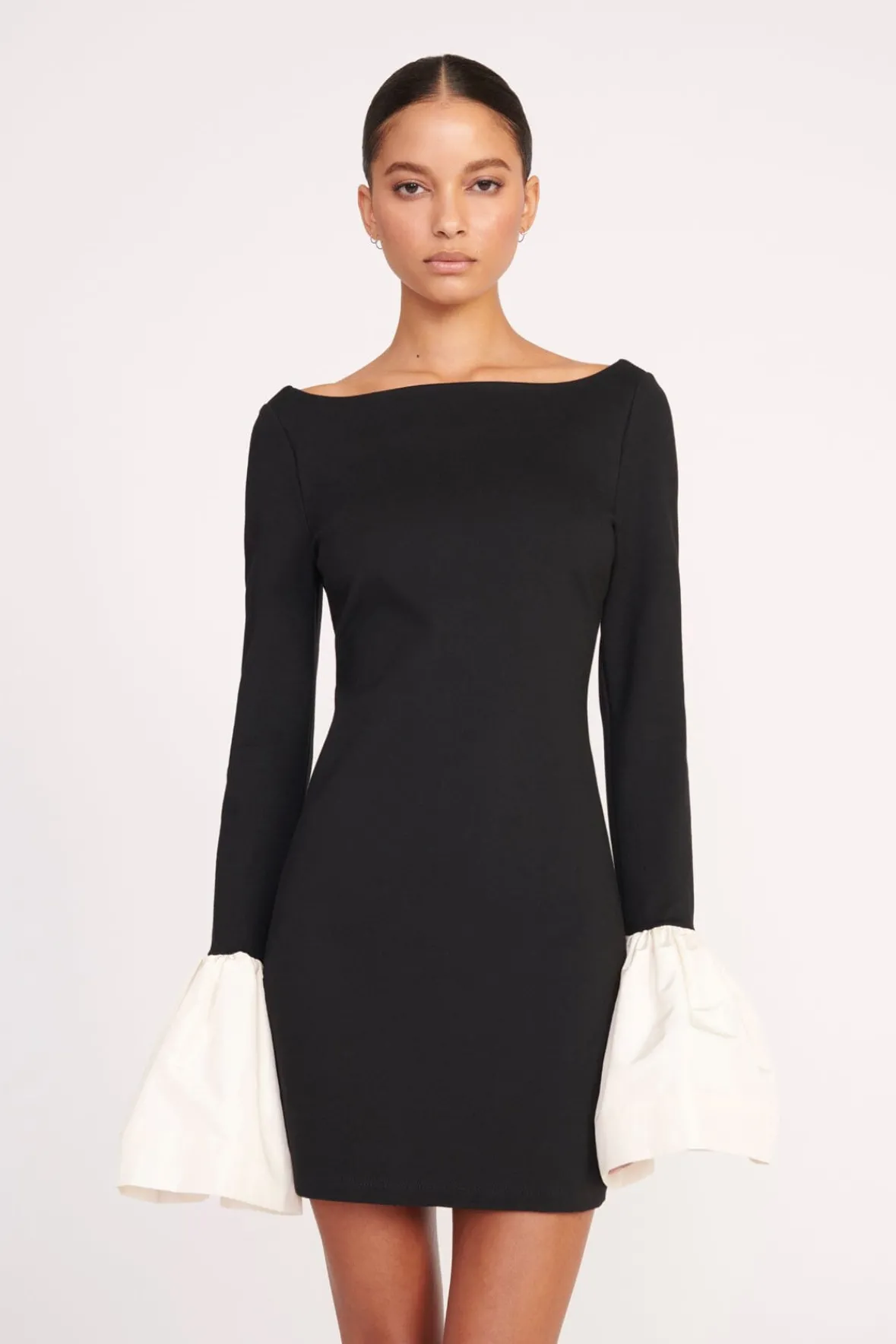 Dresses<STAUD HAWTHORNE DRESS BLACK IVORY BLACKIVORY