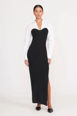 Dresses<STAUD HAZEL DRESS BLACK WHITE BLACKWHITE
