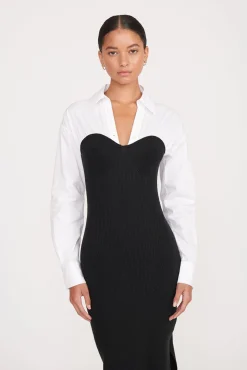 Dresses<STAUD HAZEL DRESS  BLACK WHITE BLACKWHITE