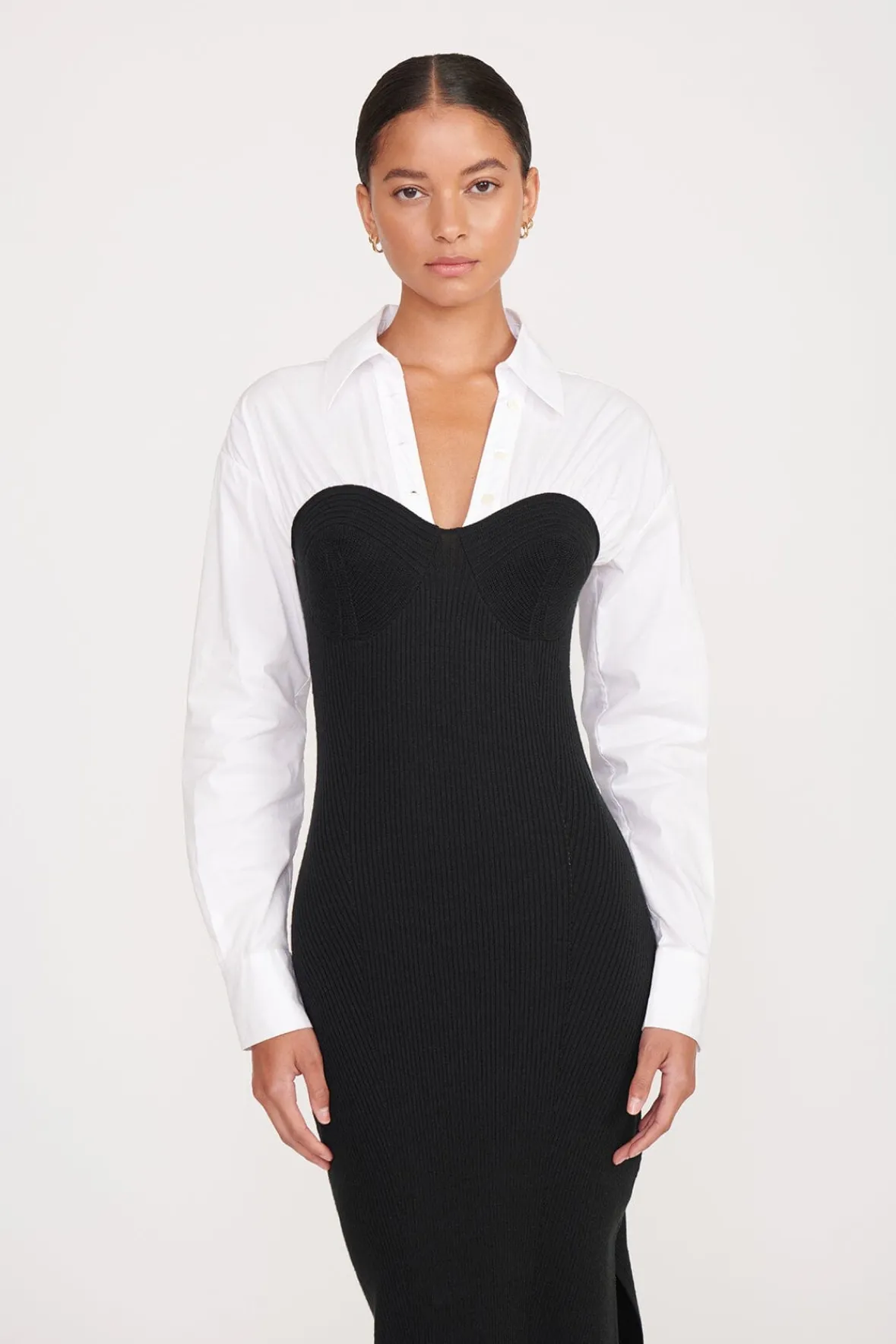 Dresses<STAUD HAZEL DRESS BLACK WHITE BLACKWHITE