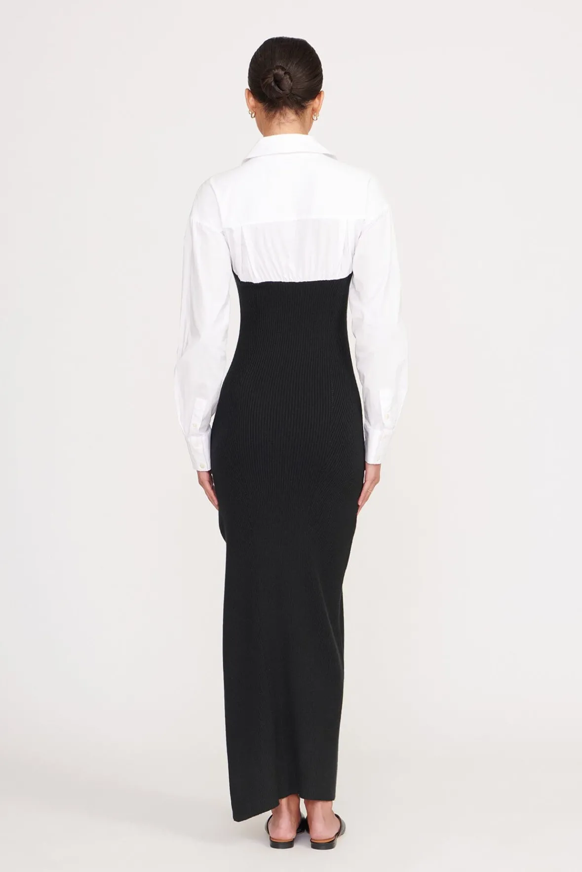 Dresses<STAUD HAZEL DRESS BLACK WHITE BLACKWHITE